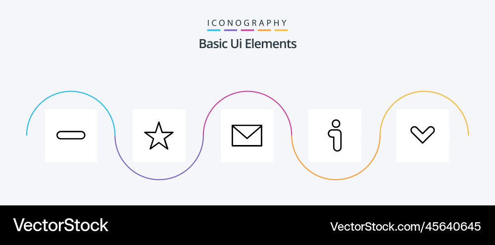 Basic ui elements line 5 icon pack including vector image