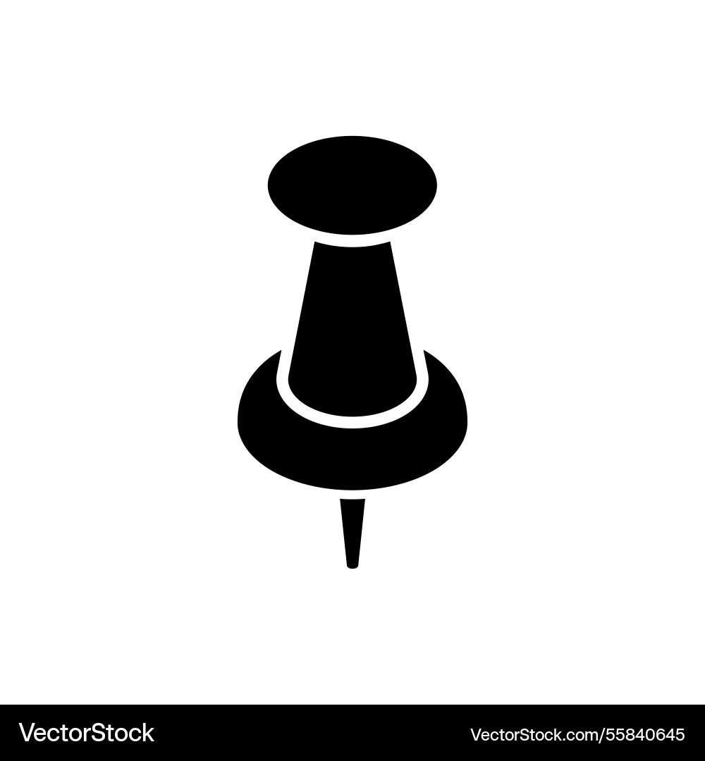 Black pushpin icon with simple design vector image
