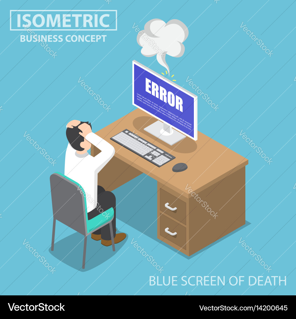 Blue Screen Error Computer Problem vector image