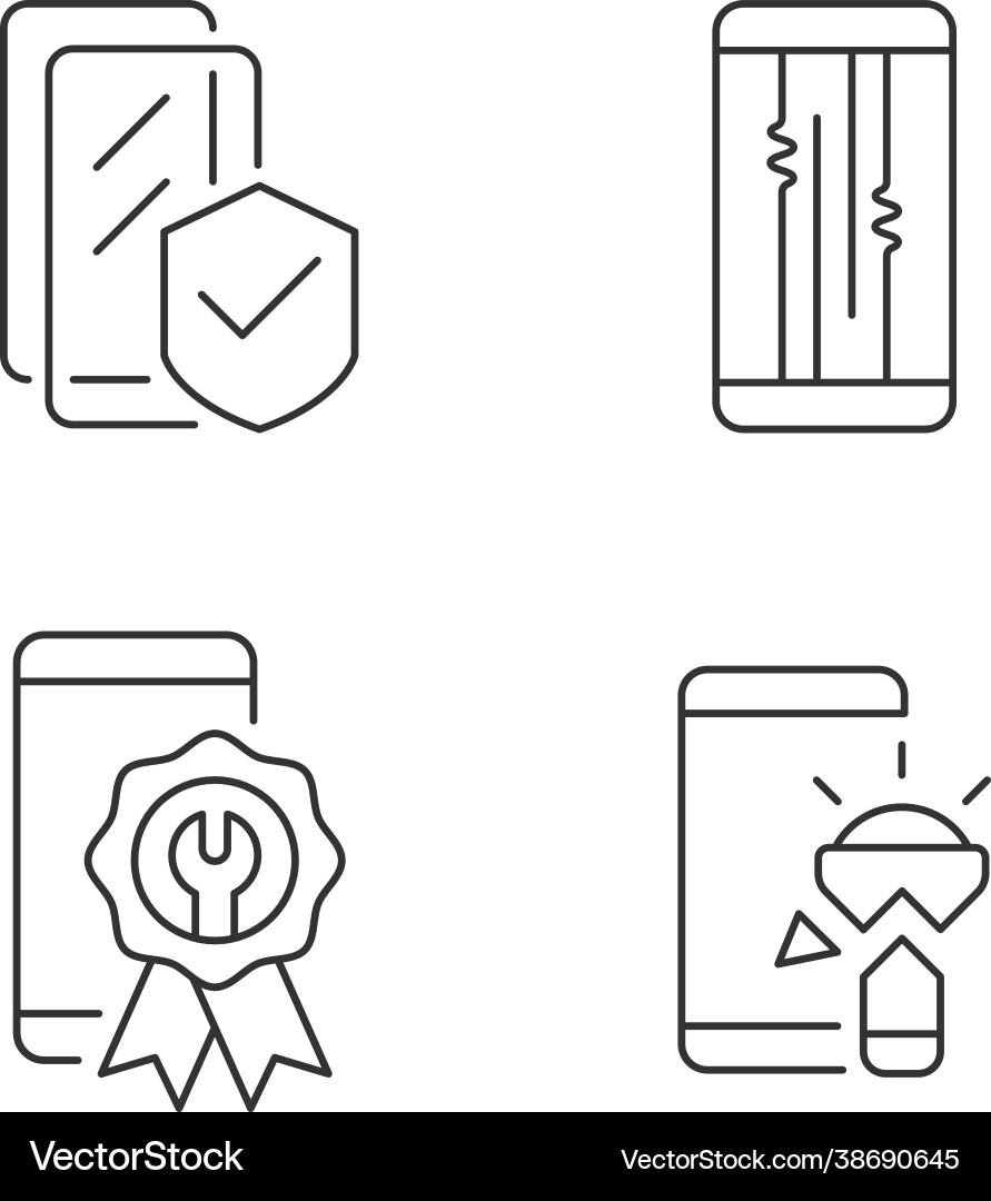 Common phone breakdowns linear icons set Common phone breakdowns linear icons set vector image