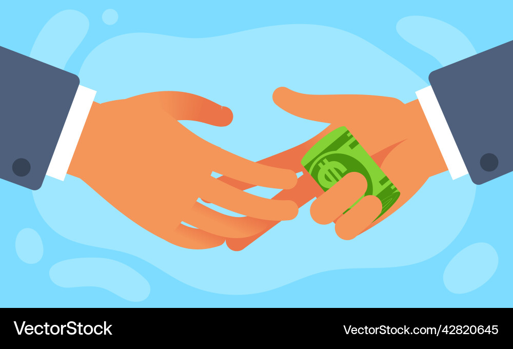 Corruption bribery in business people handshake vector image