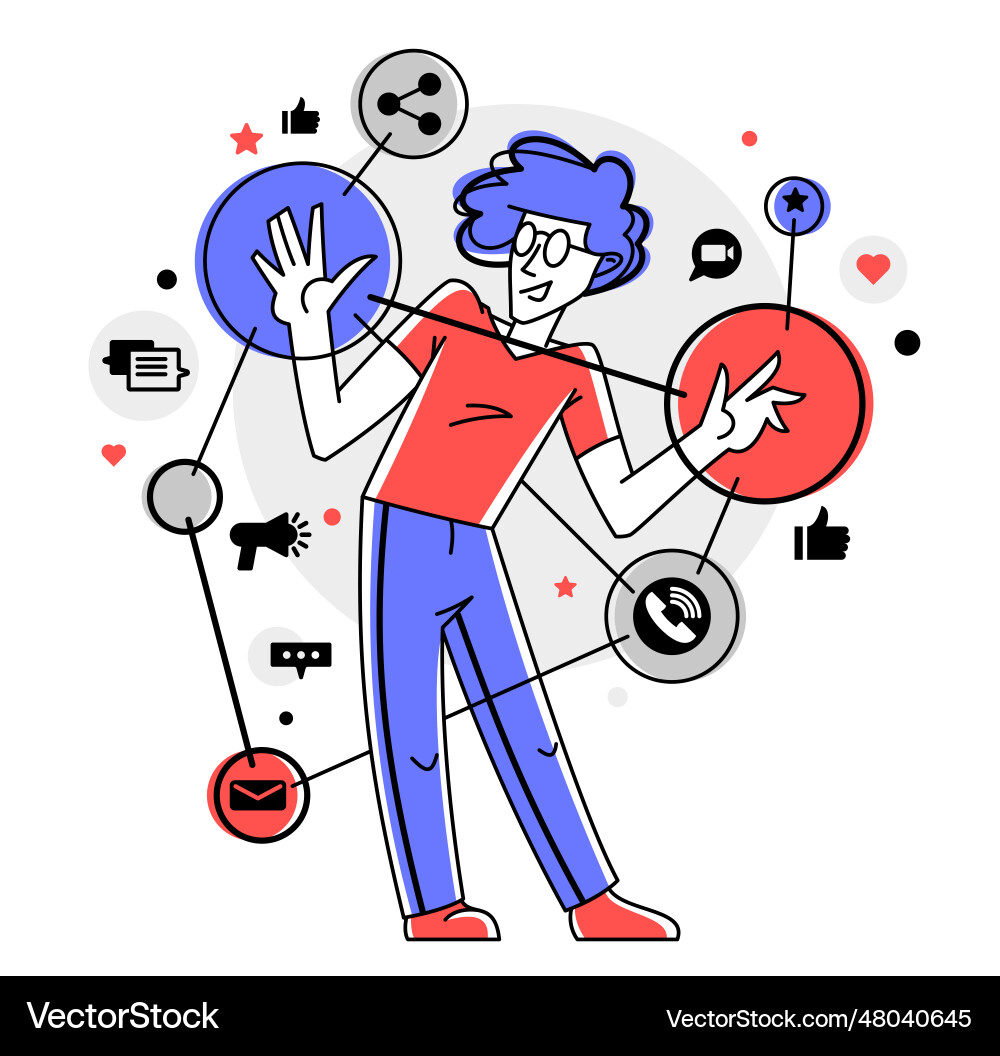 Creative worker doing some job and creating Creative worker doing some job and creating vector image