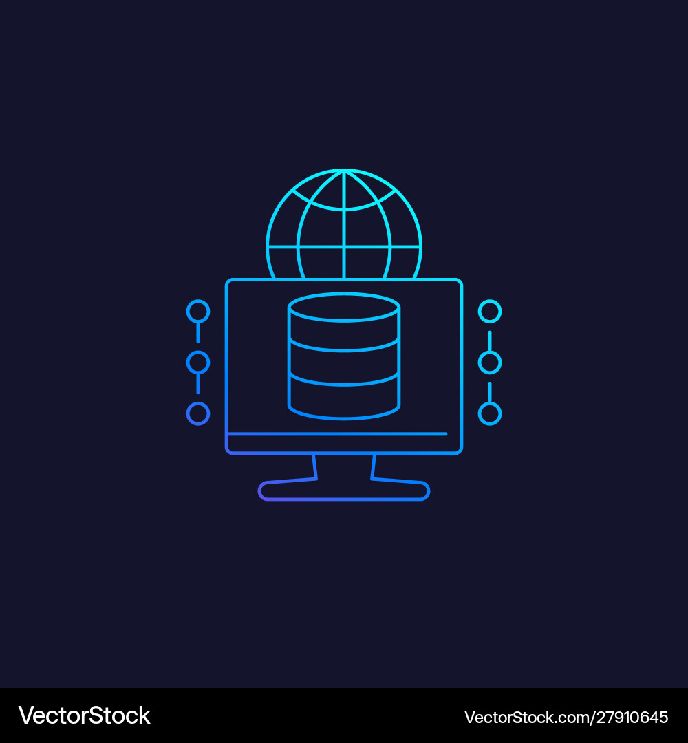 Database and computer linear icon vector image