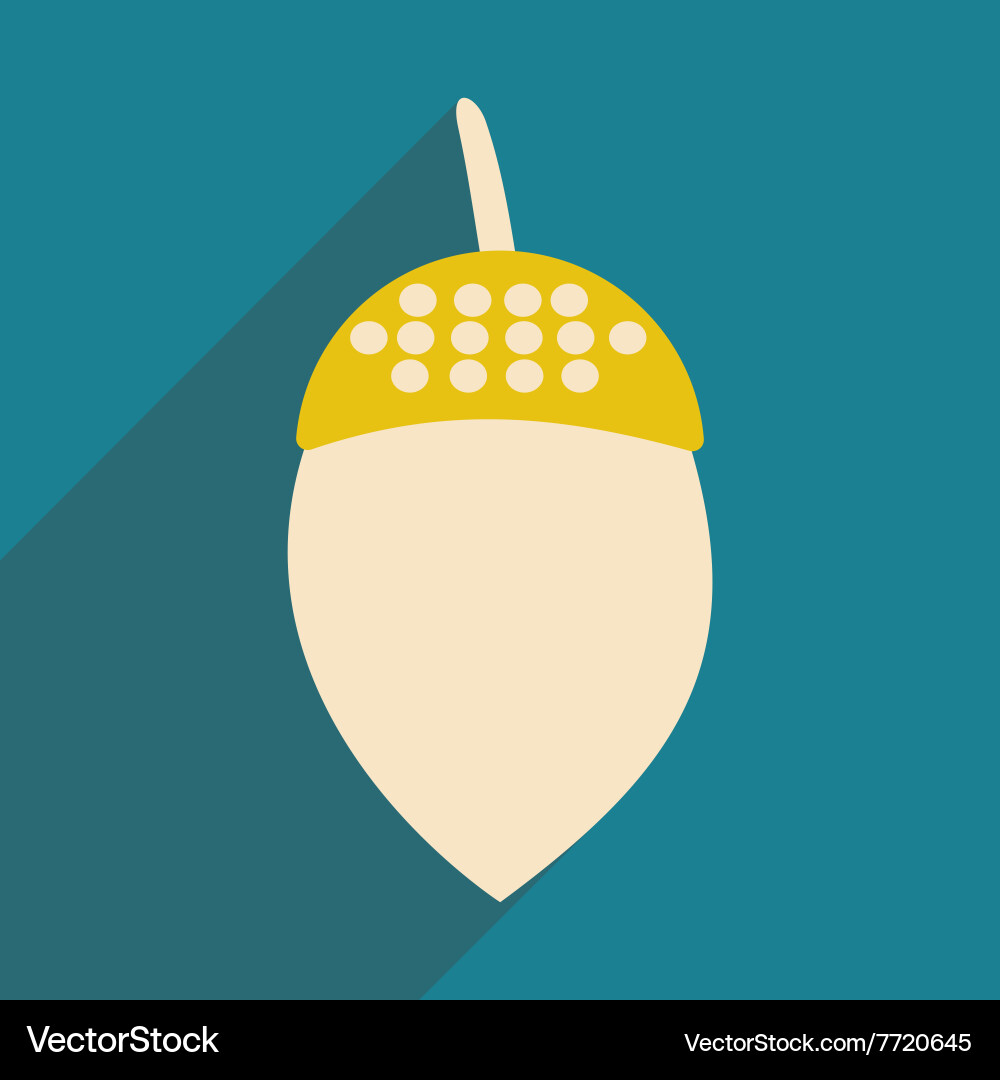Flat with shadow icon and mobile application acorn vector image