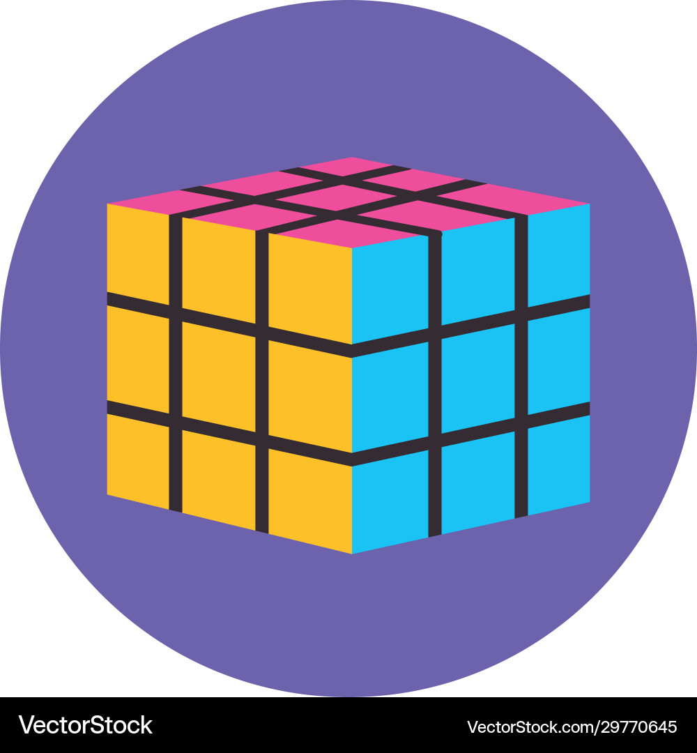 Isolated rubik cube flat block style icon set vector image