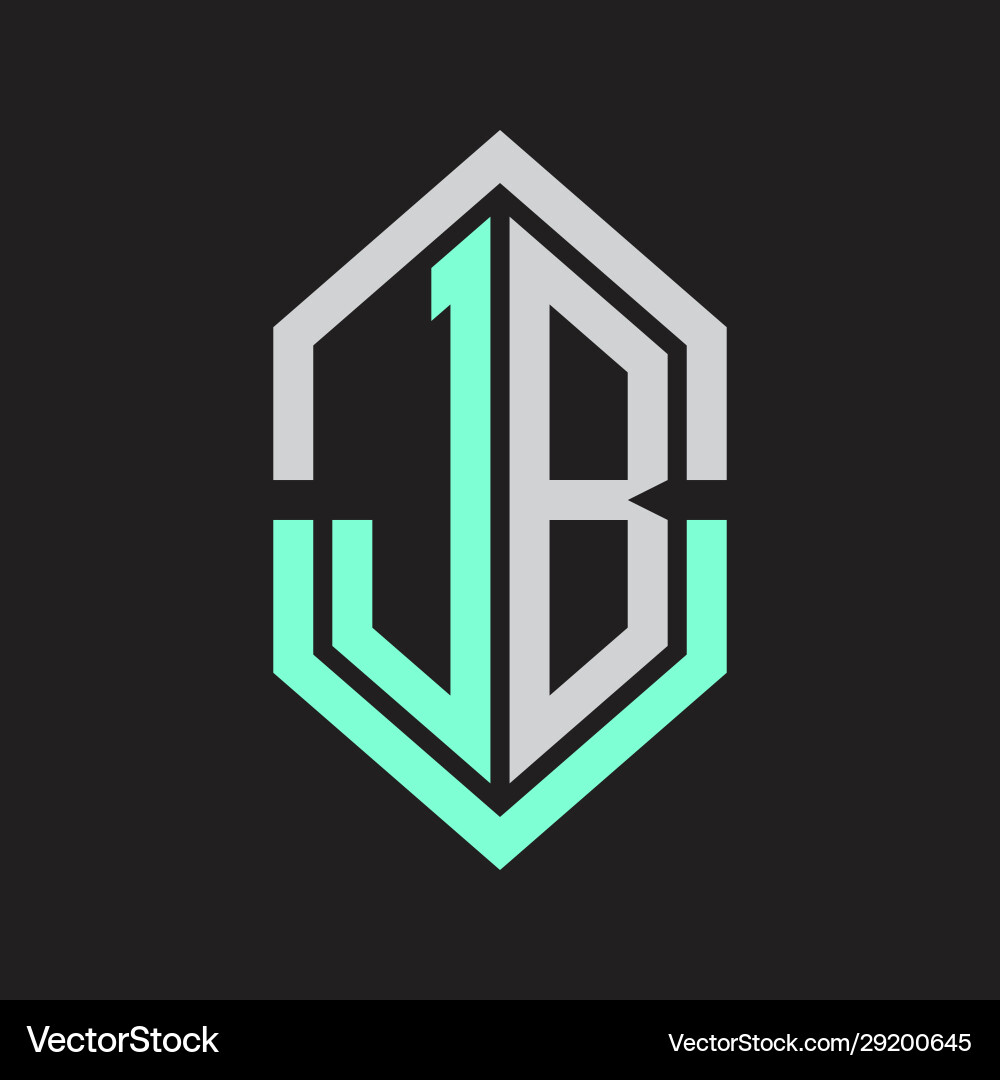Jb logo monogram with hexagon shape and outline Vector Image