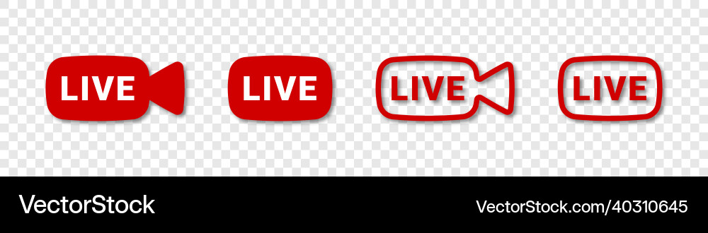 Live streaming icons broadcasting buttons Live streaming icons broadcasting buttons vector image