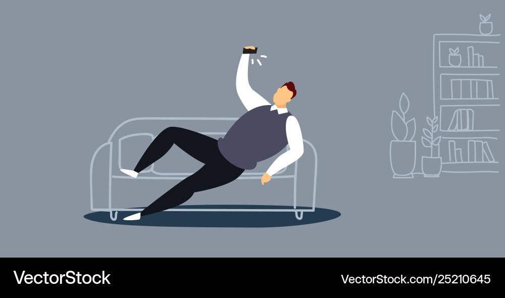 Man using phone taking selfie on smartphone camera Vector Image