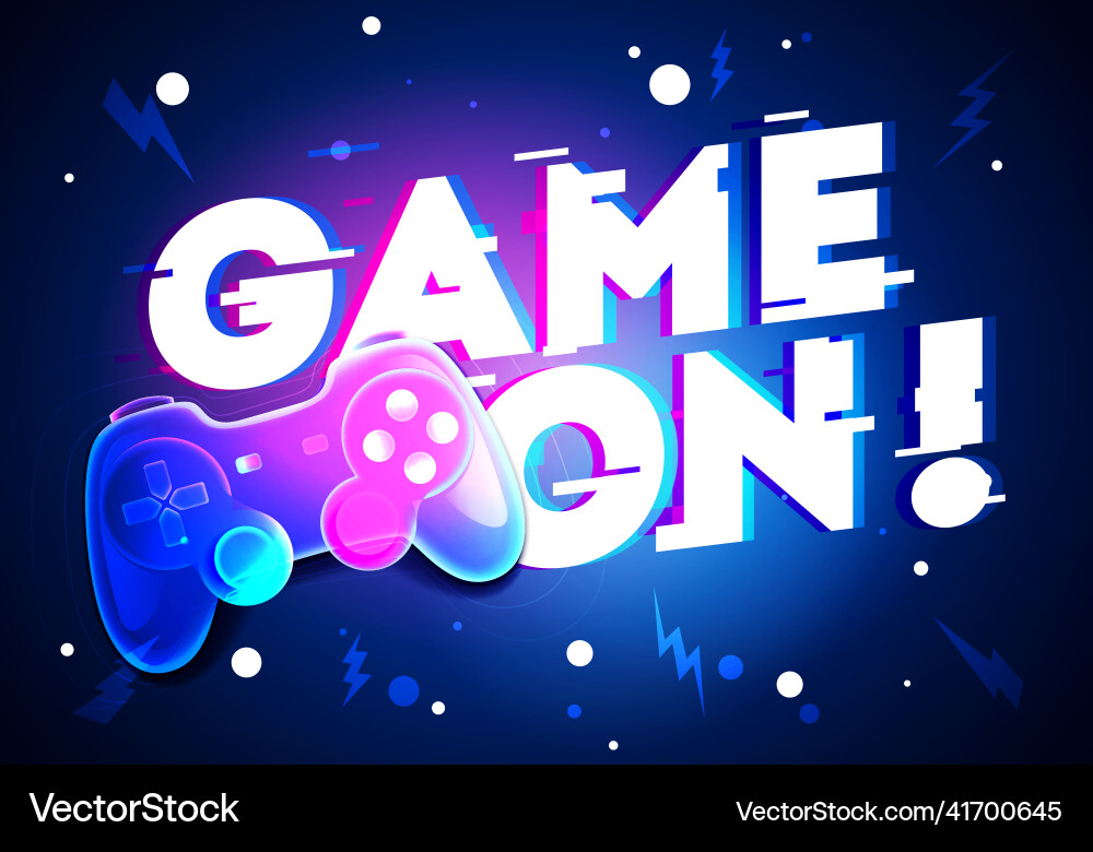 Neon Glitch Game Controller vector image