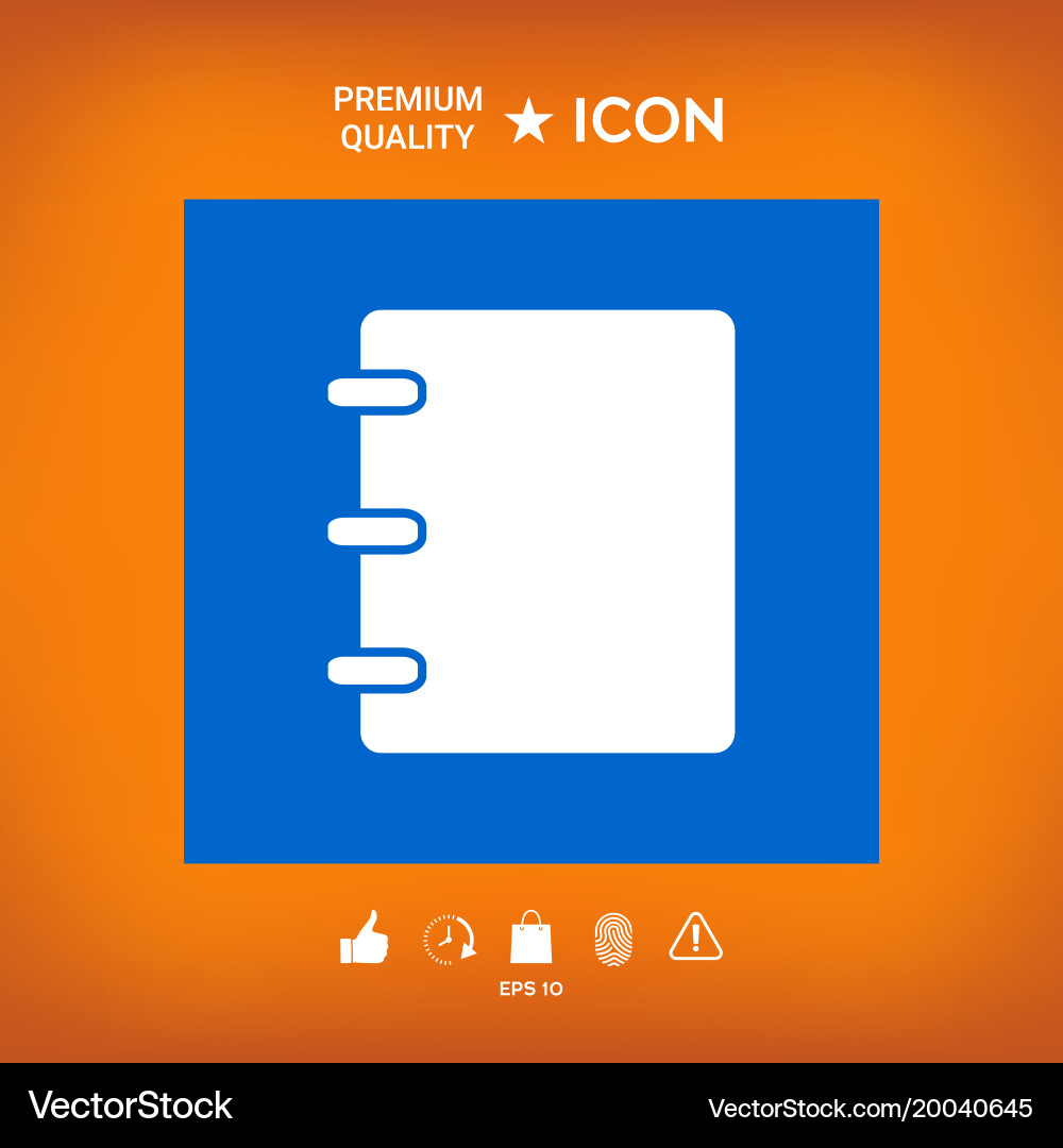 Notebook address phone book icon with blank Vector Image