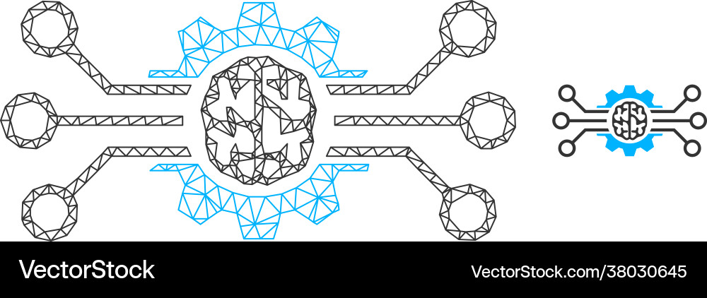 Polygonal network mesh artificial intellect icon Polygonal network mesh artificial intellect icon vector image