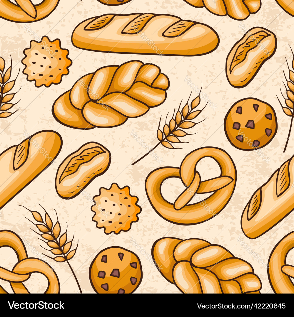 Seamless pattern with bread and bakery Vector Image