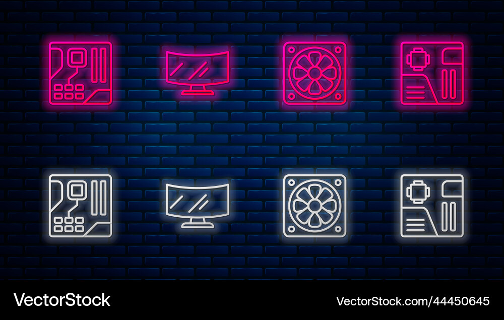 Set line computer monitor screen cooler Set line computer monitor screen cooler vector image