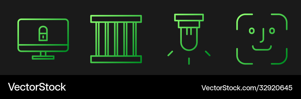Set line motion sensor lock on computer monitor Vector Image
