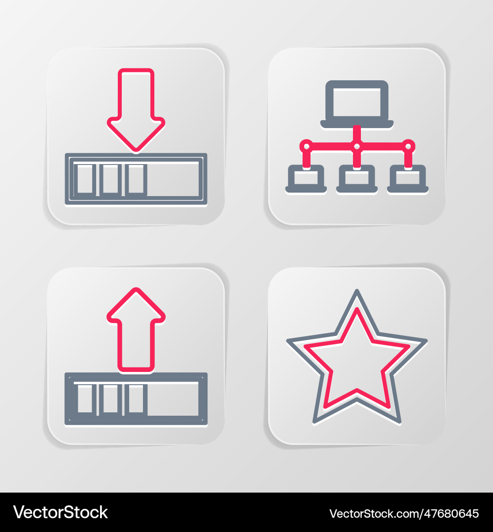 Set line star loading computer network and icon Set line star loading computer network and icon Vector Image