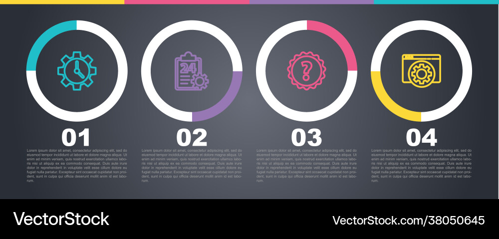 Set line time management checklist with 24 hours Set line time management checklist with 24 hours vector image
