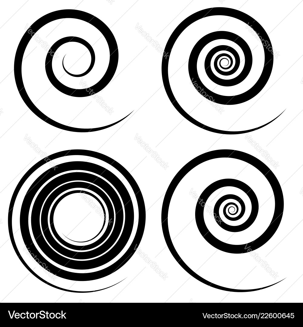 Set of 4 spiral shape design elements Set of 4 spiral shape design elements vector image