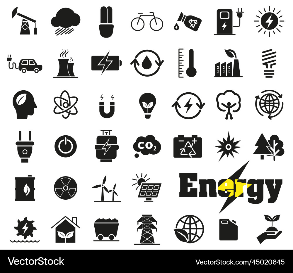 Set of linear icons alternative energy sources Vector Image