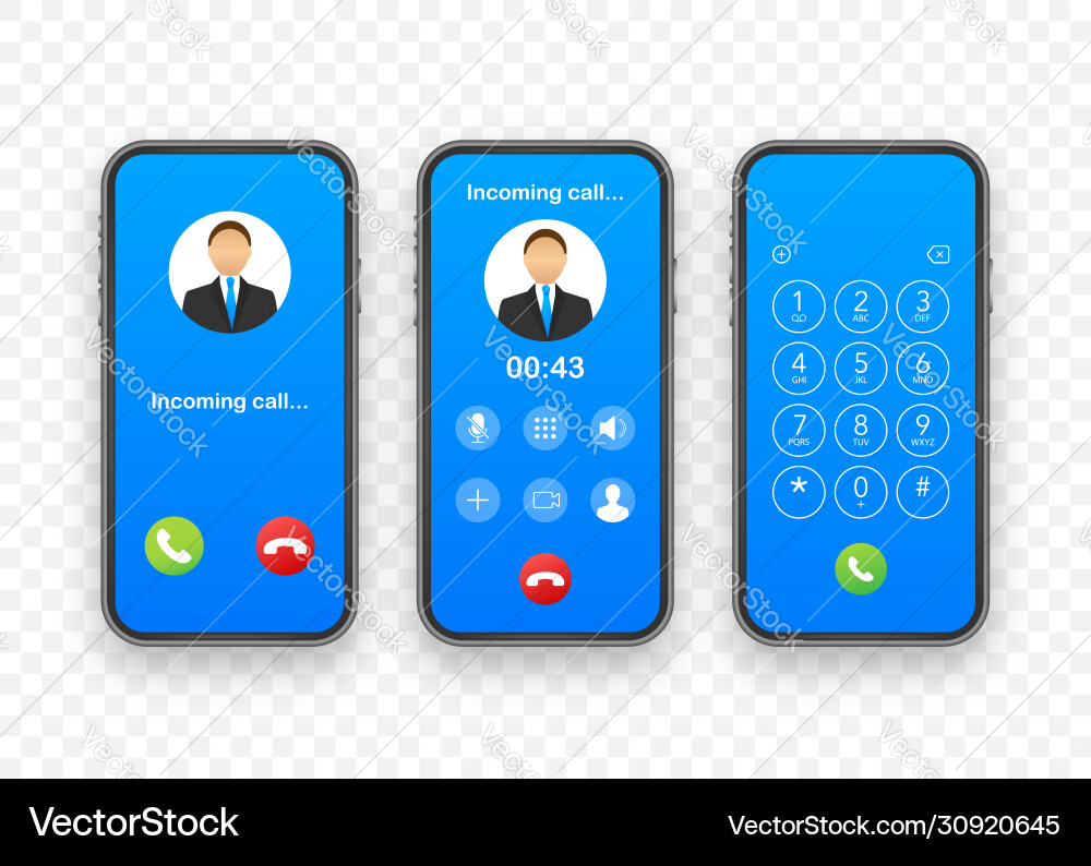 Smartphone with incoming call on display Vector Image