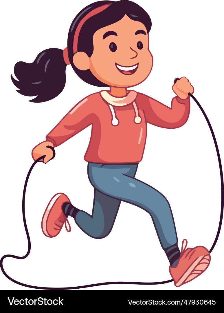 Smiling girl jumping rope Royalty Free Vector Image