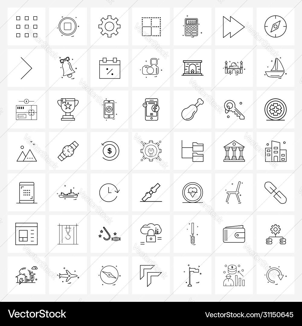Ui set 49 basic line icons calculate text Vector Image