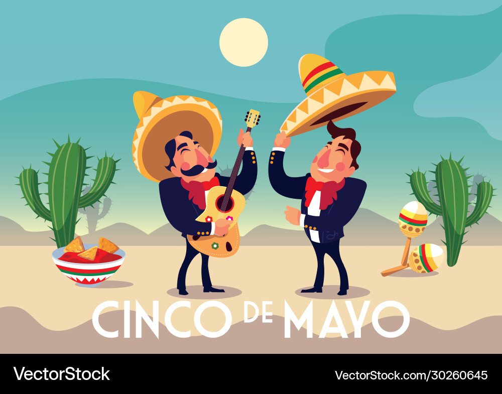Urlaub cinco de mayo mit menschen im anzug mariachi Urlaub cinco de mayo mit menschen im anzug mariachi vektorbild