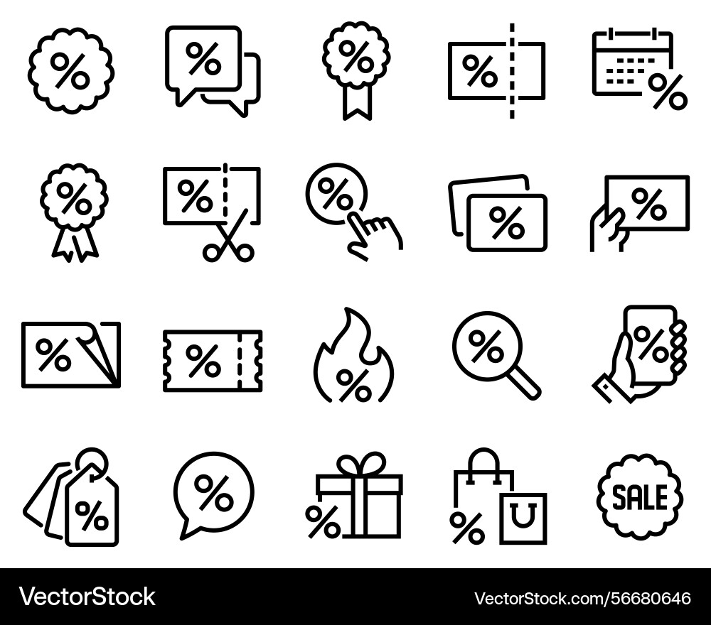A simple set of line icons related to discount A simple set of line icons related to discount vector image