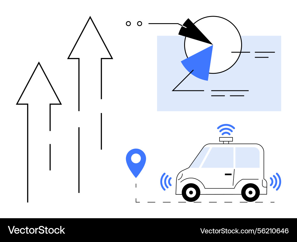 Autonomous vehicle navigation with data Vector Image