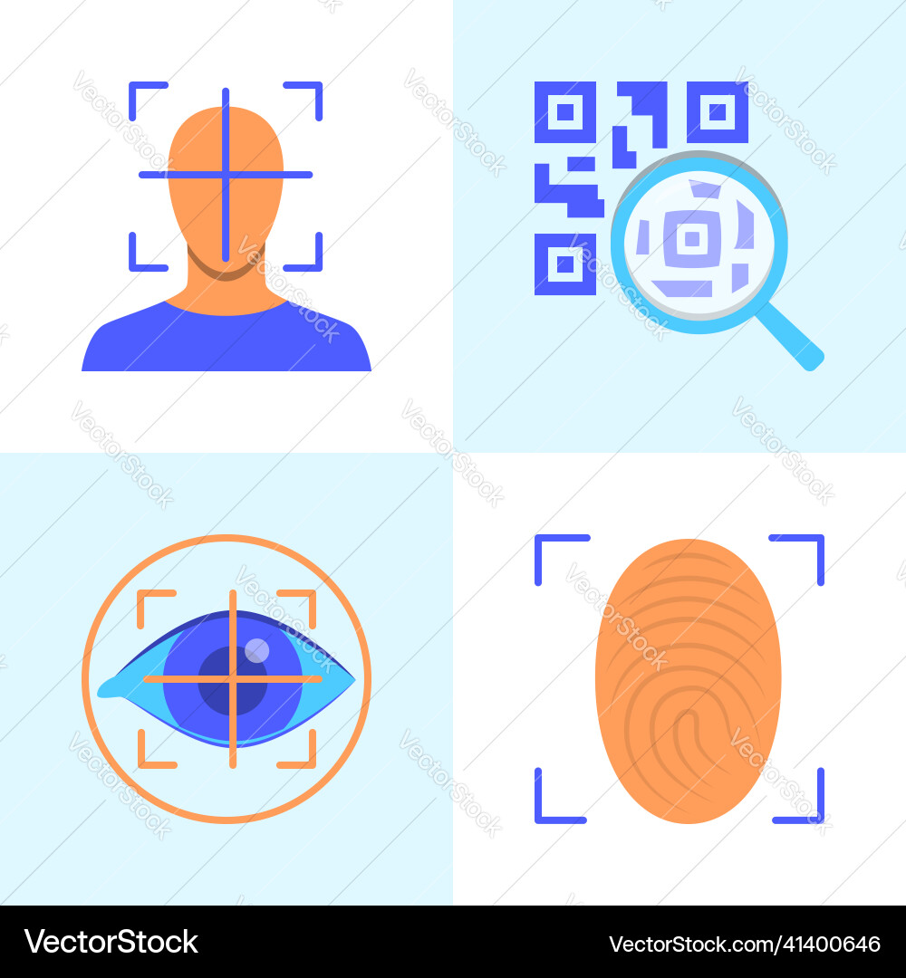 Biometric scan icon set in flat style Biometric scan icon set in flat style vector image