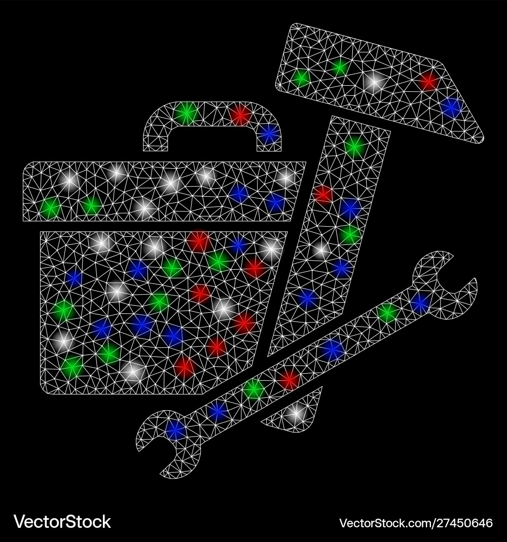 Bright mesh network toolbox with flash spots Bright mesh network toolbox with flash spots Vector Image