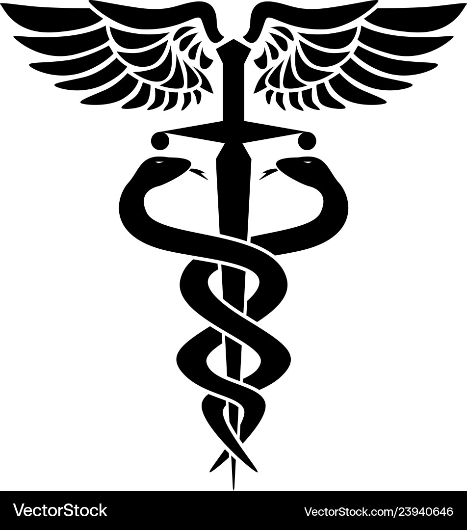 Caduceus medical symbol two snakes sword Caduceus medical symbol two snakes sword vector image