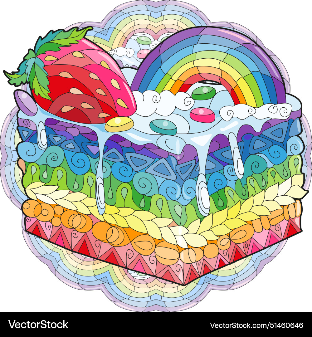 Decorative cake pattern on a patterned round Vector Image