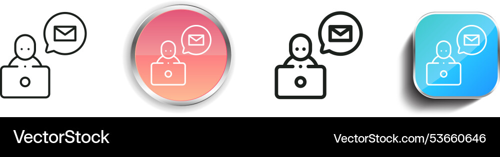Email icon thin linear regular and button style vector image