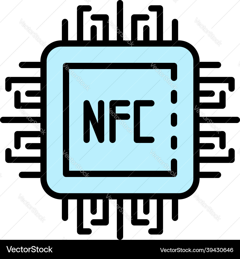 Nfc processor icon color outline Nfc processor icon color outline Vector Image