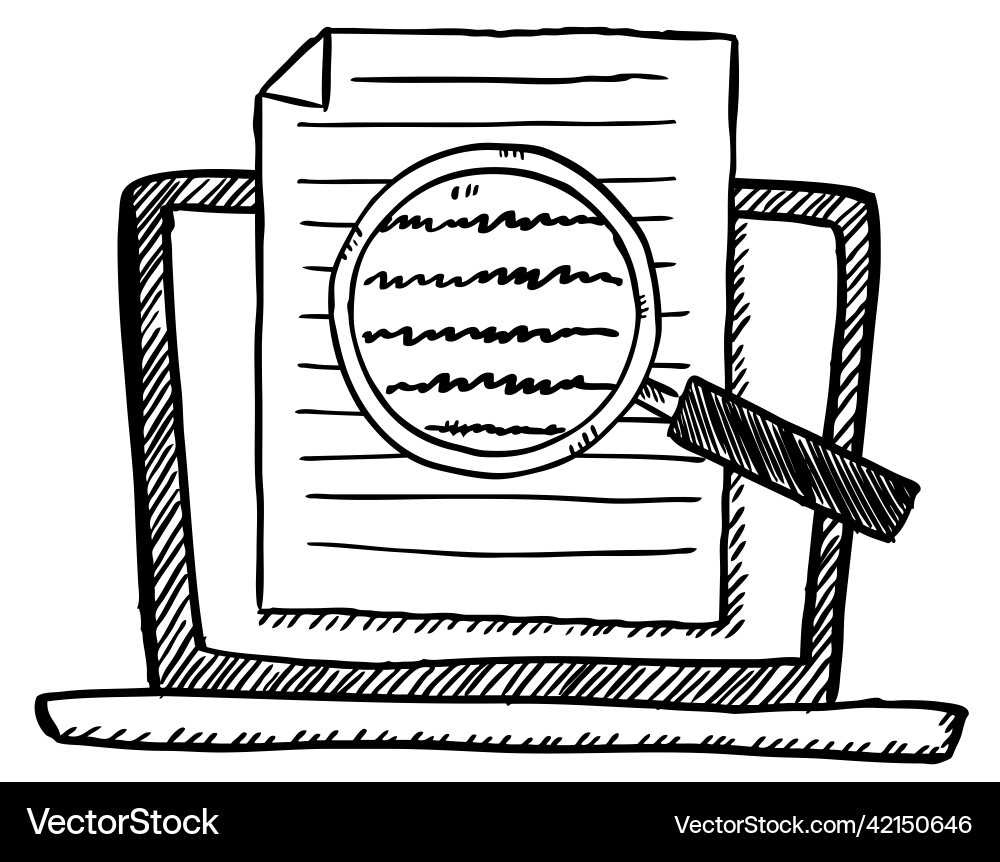 Notebook with note and magnifying glass Notebook with note and magnifying glass vector image