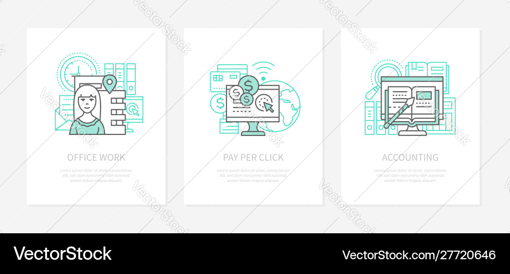 Office work - line design style icons set vector image