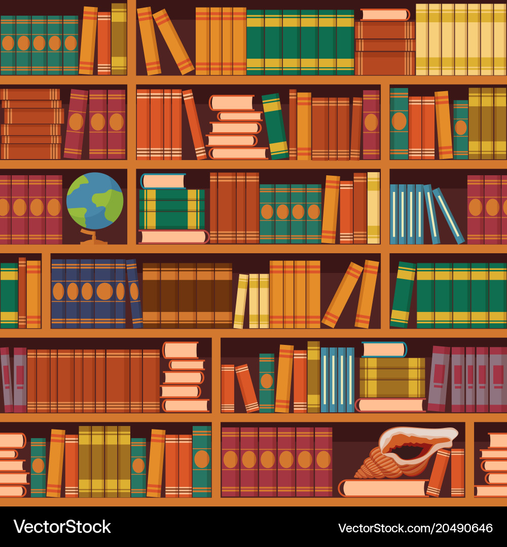 Retro Bookshelf Pattern vector image