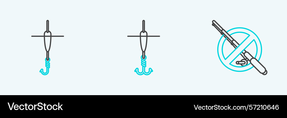 Set line no fishing hook and float Set line no fishing hook and float vector image