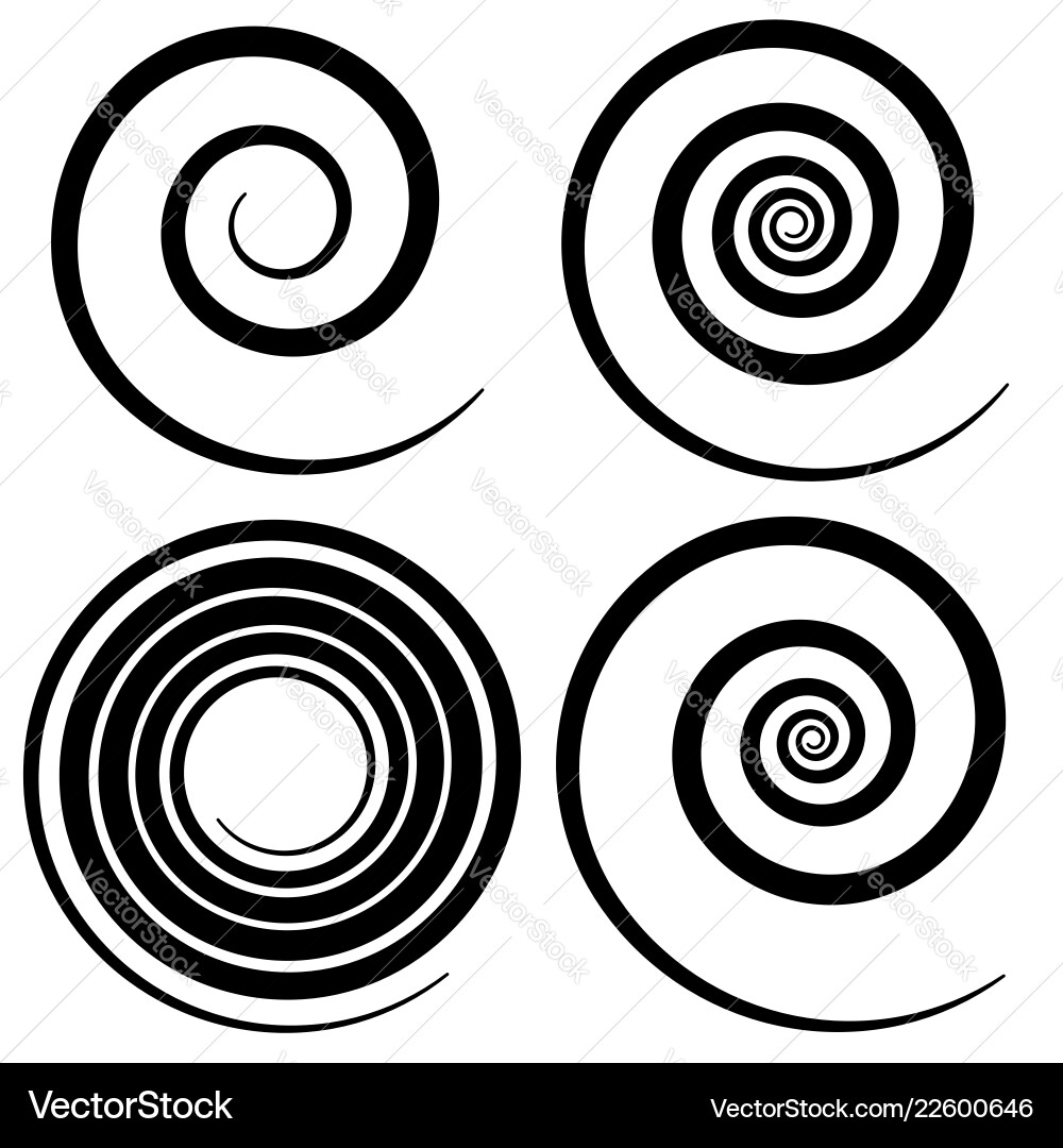 Set of 4 spiral shape design elements Set of 4 spiral shape design elements vector image