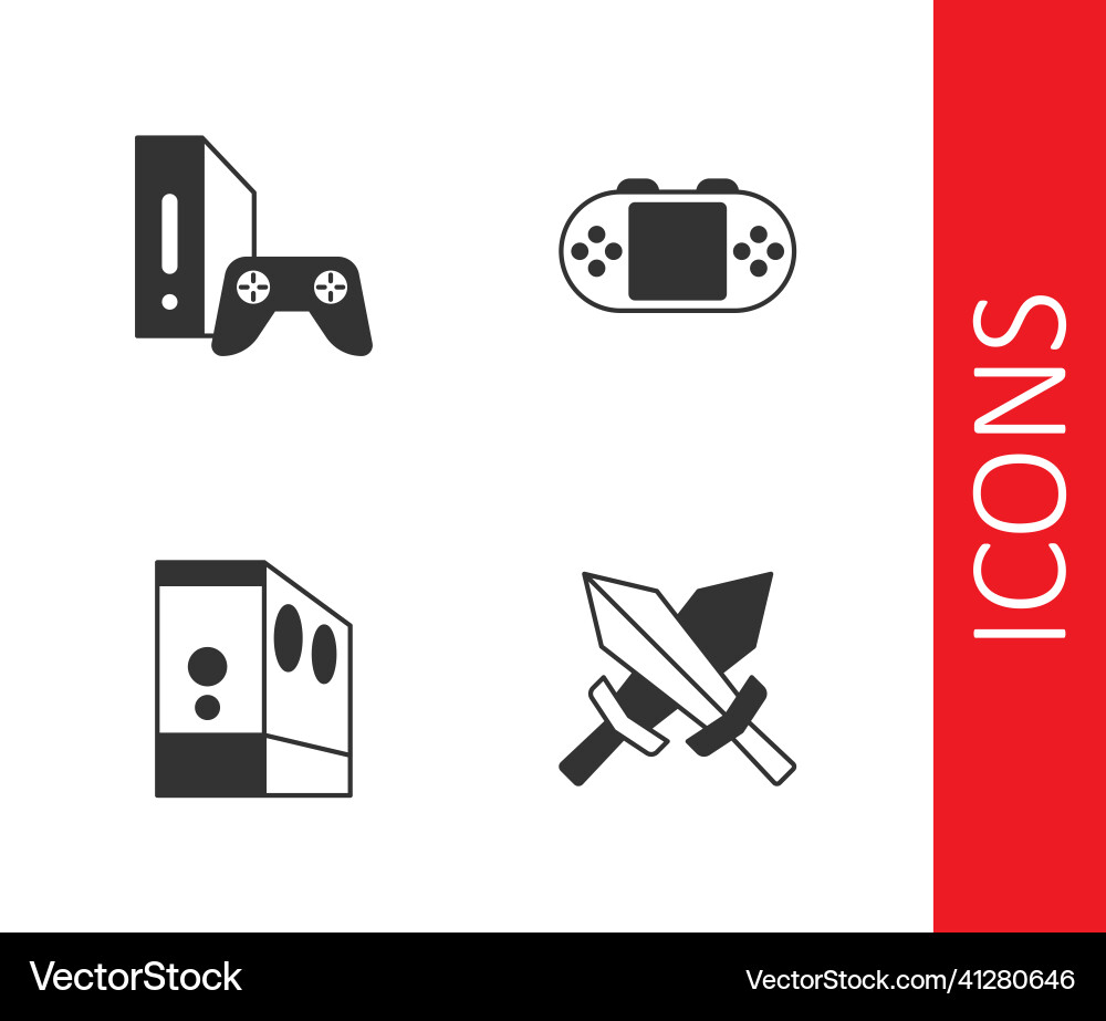 Set Schwert für Spielkonsole mit Joystick Set Schwert für Spielkonsole mit Joystick vektorbild