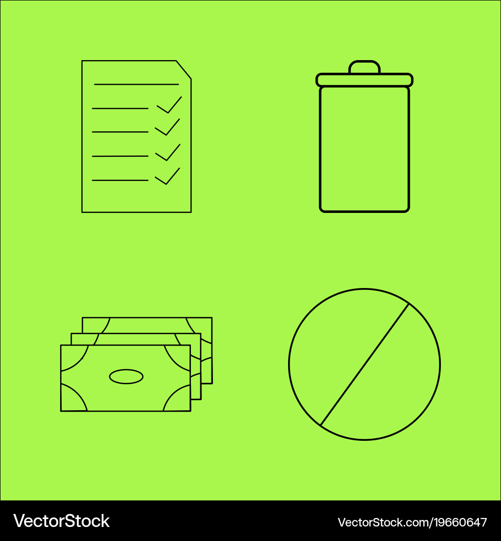 Basic content simple linear outline icon set vector image