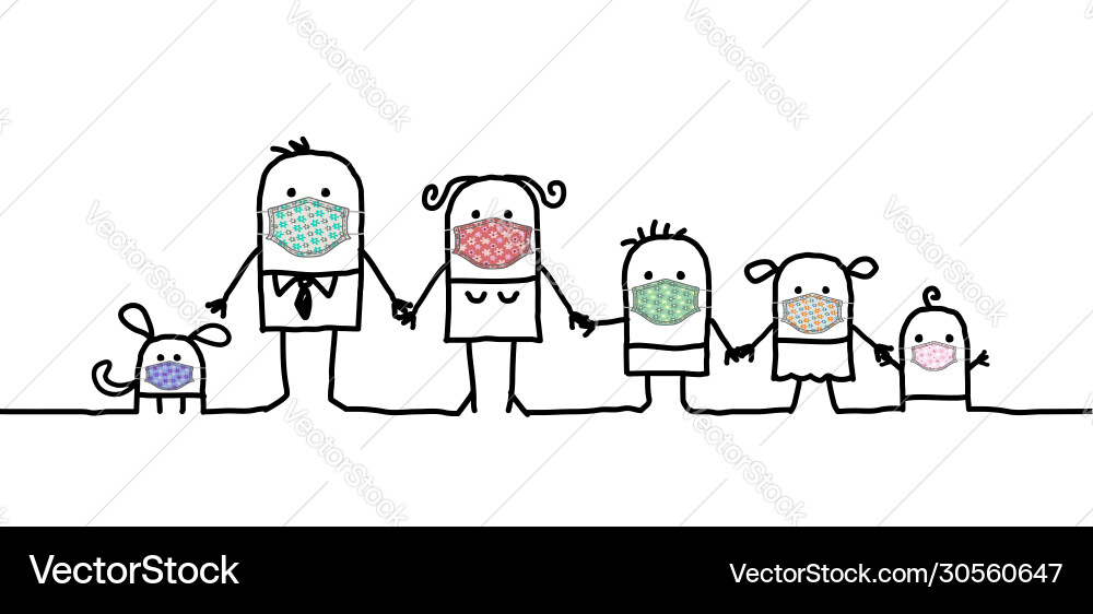 Cartoon family wearing pretty hand-made Cartoon family wearing pretty hand-made vector image