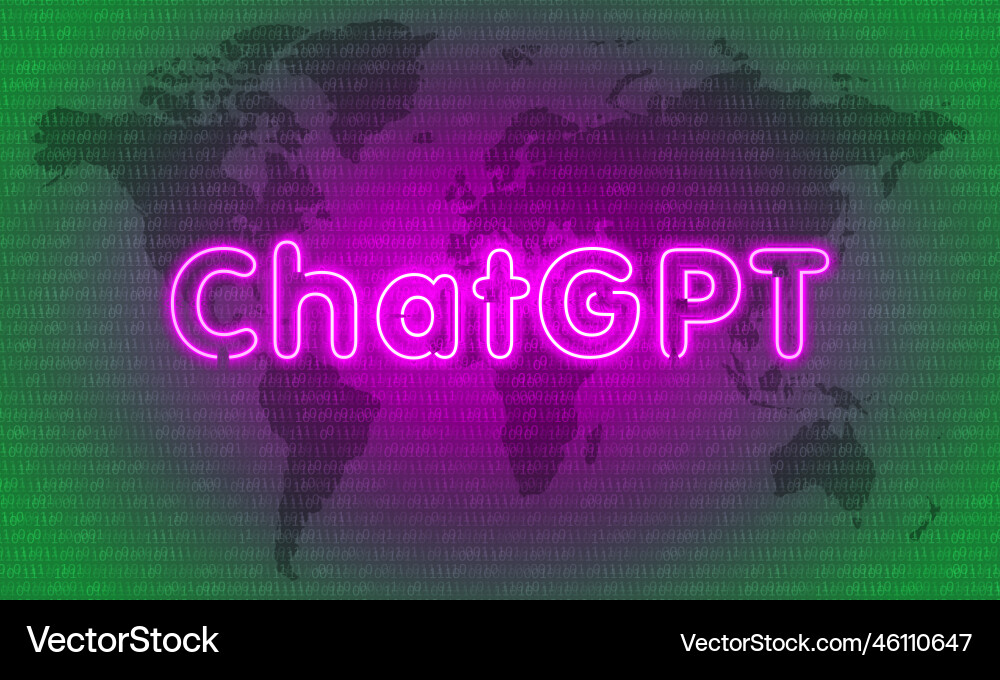 Chatten Sie an Neon Map Binary Code vektorbild