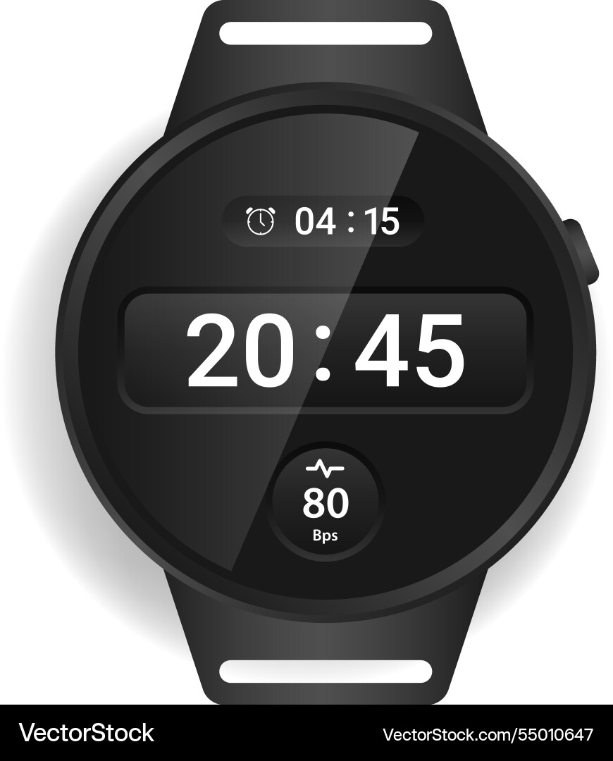 Circular smartwatch interface displaying time vector image
