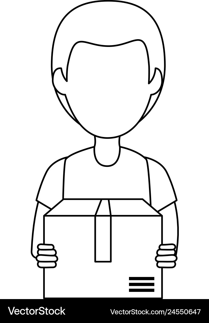 Delivery worker with box avatar character Delivery worker with box avatar character vector image