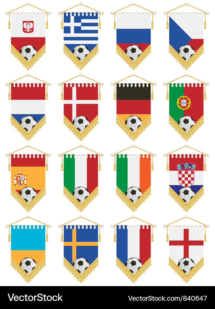 Euro 2012 Football Flag Pennants Vector Image