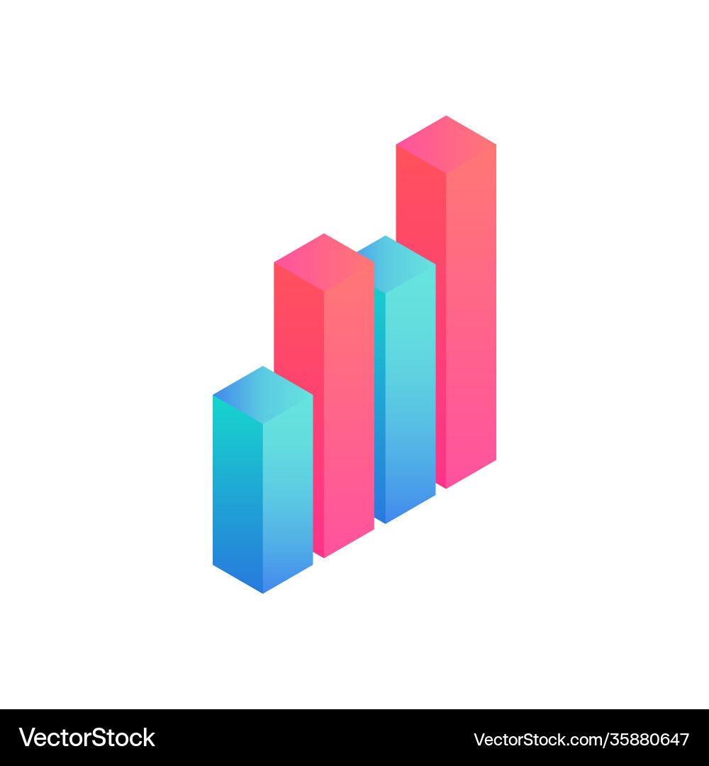 Isometric 3d data graphs icon Isometric 3d data graphs icon vector image