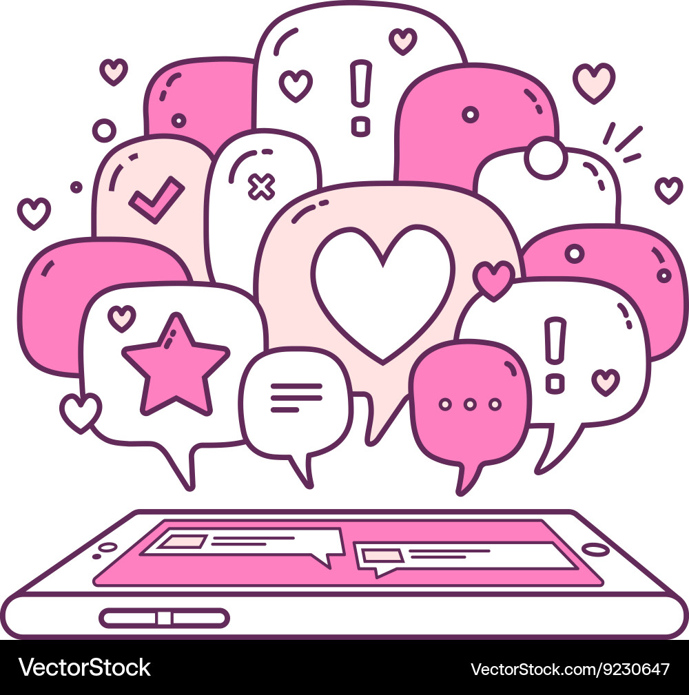 Pink color dialog speech bubbles with ico vector image