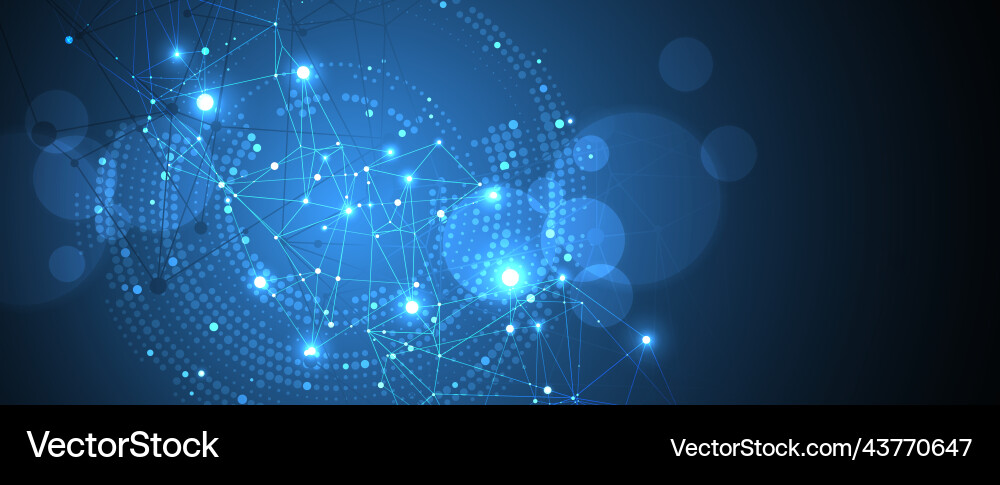 Polygonal science background with connecting dots vector image