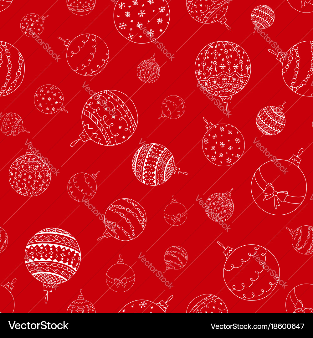 Rote Doodle Weihnachtskugel Muster Vektorbild